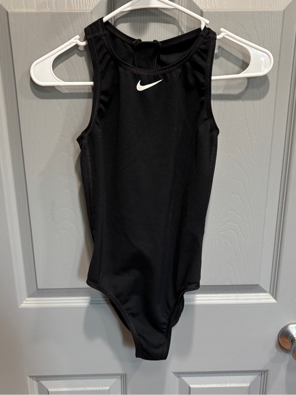 Nike Black Kids One-Piece Swim Suit with White Swoosh